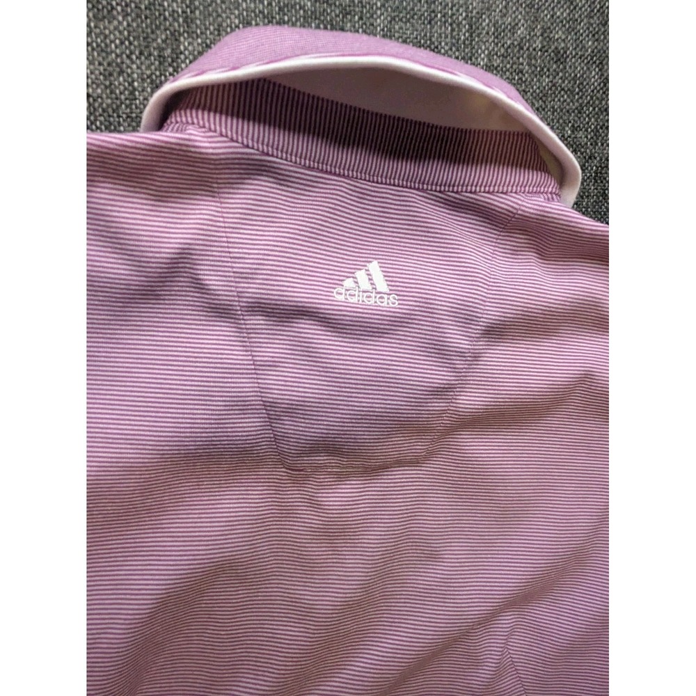 Adidas Womens ClimaCool Golf Polo Shirt Striped Purple Small Collared Tee - Picture 6 of 8